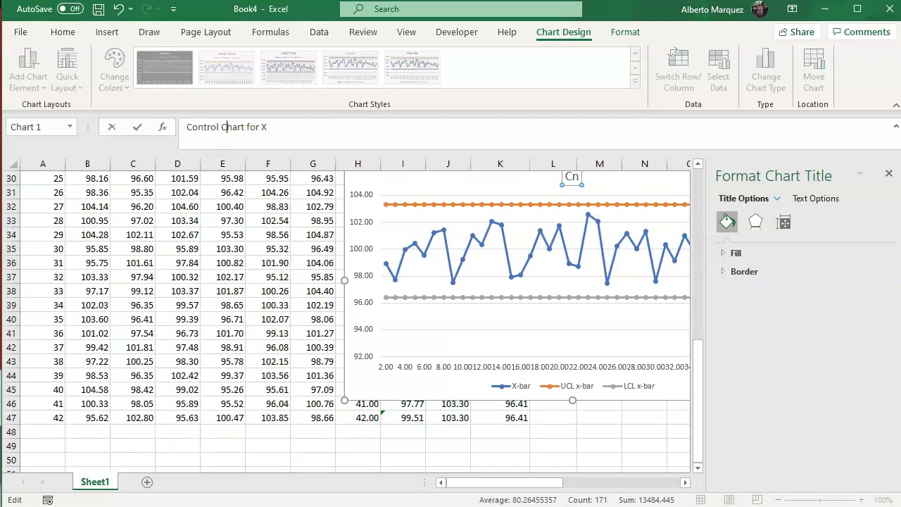 Preparing control charts, computing Cp and Cpk