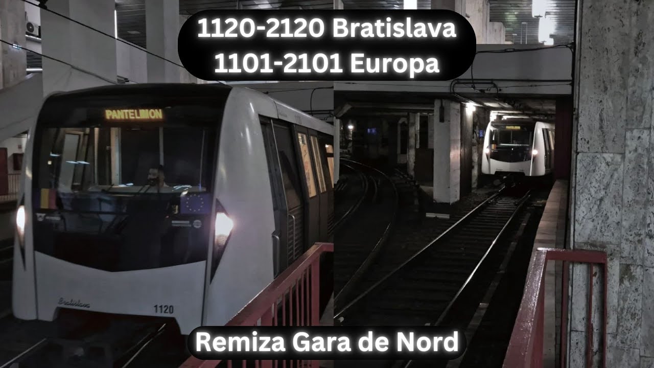 BOMBARDIER MOVIE 346 BM21 1120-2120 Bratislava și 1101-2101 Europa ieșind din Remiza Gara de Nord