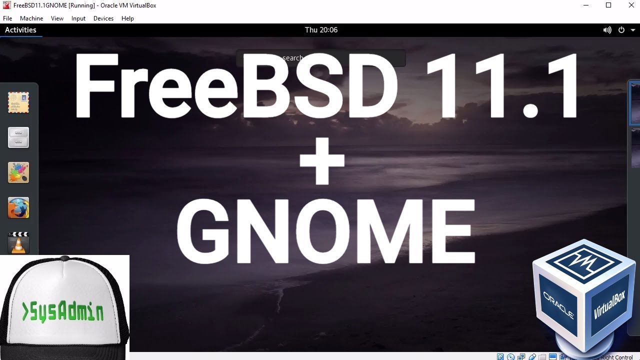 FreeBSD 11.1 Installation + GNOME Desktop + Apps + Guest Additions on Oracle VirtualBox [2017]