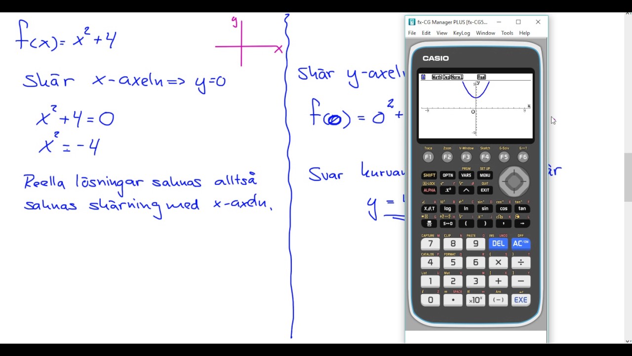 Matematik 5000 Matematik 3b Kap 1 Uppgift 1338 b Grafisk l&ouml;sning CASIO FX CG 50