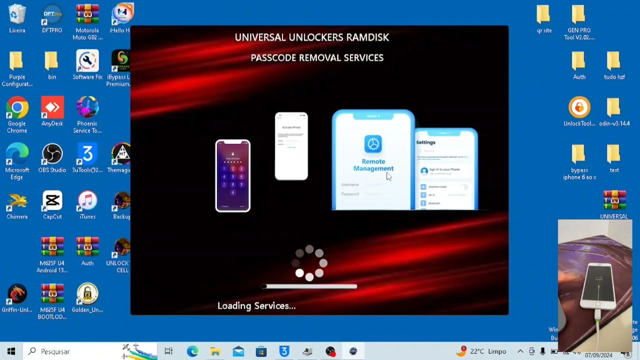 DESBLOQUEIO IPHONE 5S AO 15 PRO MAX ✅🔥🔓 // BYPASS IPHONE 7PLUS COM ALTERAÇÃO DE SERIAL // UU RAMDISK