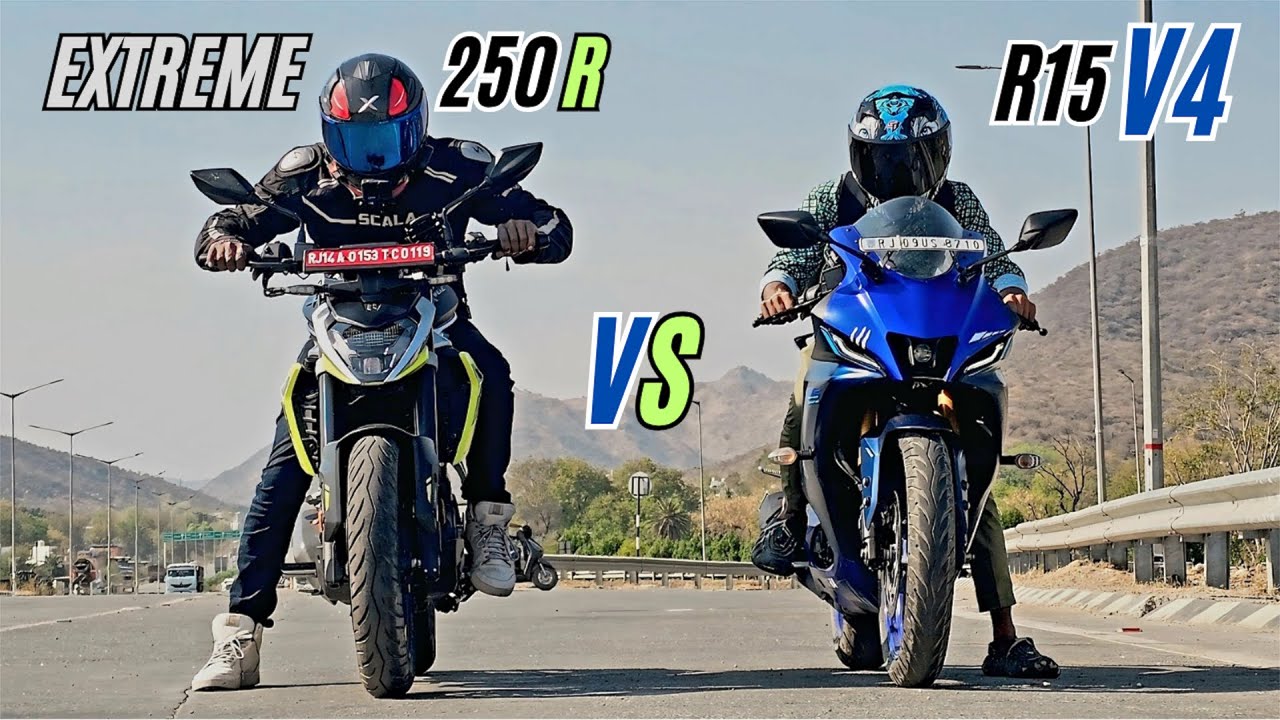 HERO EXTREME 250R vs YAMAHA R15 V4 DRAG RACE🔥 | ISKA TO BAND BAJJ GAYA😂