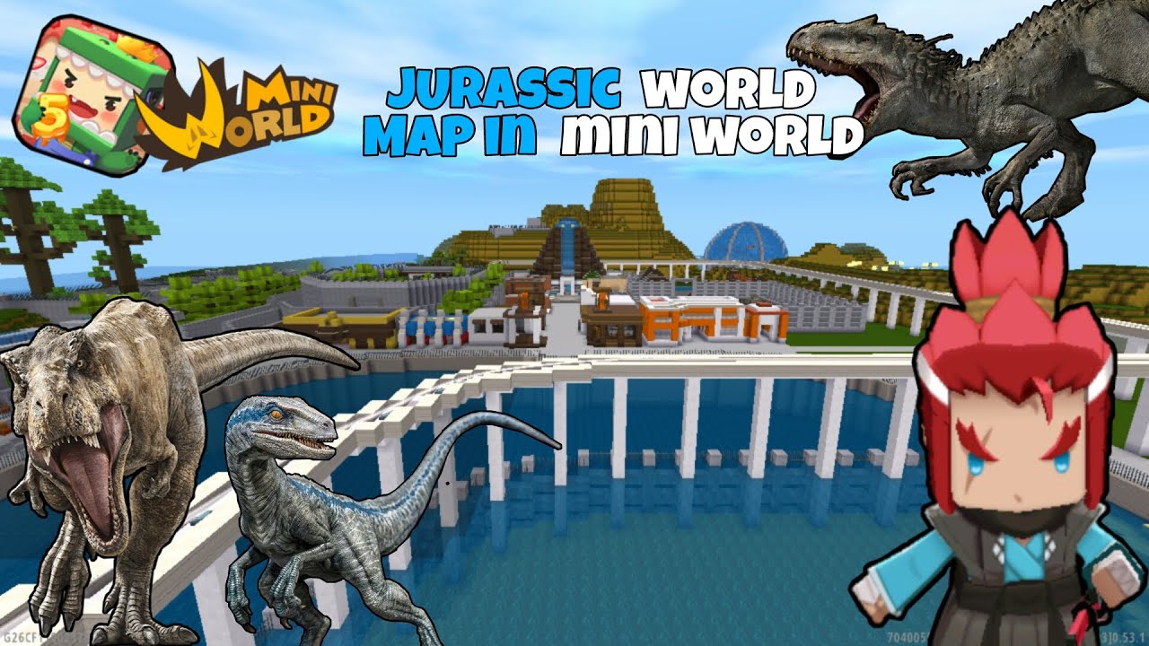 Jurassic World Map in Mini World | Mini World Block Art | Dinosaur | Map Review & Gameplay