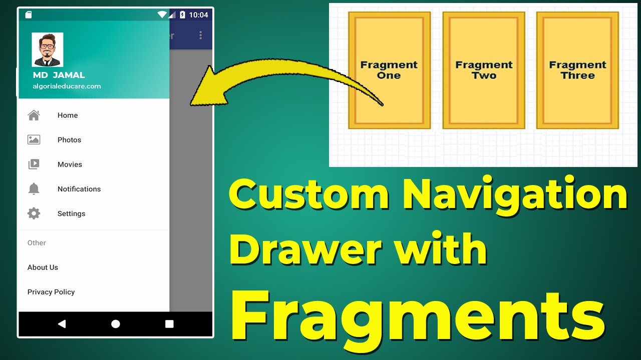Android Navigation Drawer using Fragments | Custom Navigation Drawer | Android Tutorial