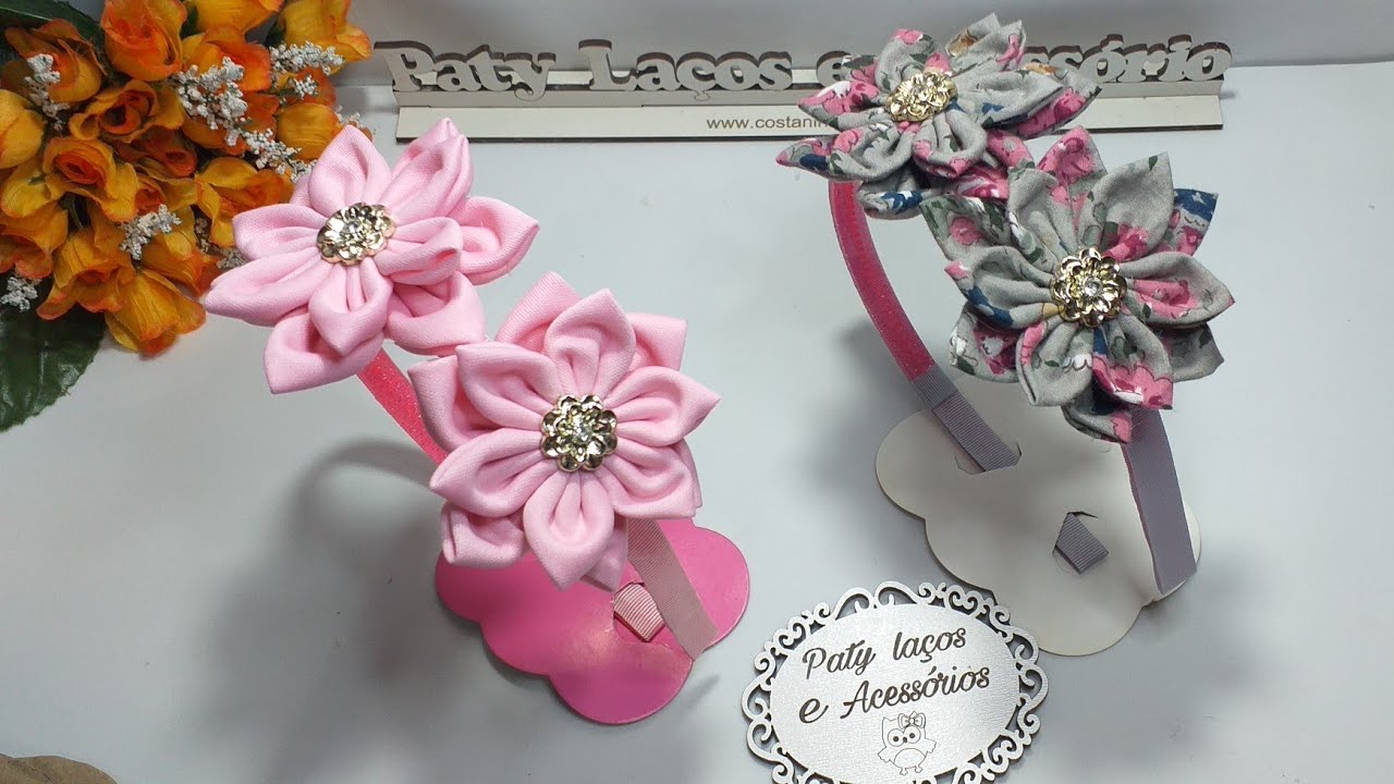 Tiara com Flor #Tecido Fácil Paty