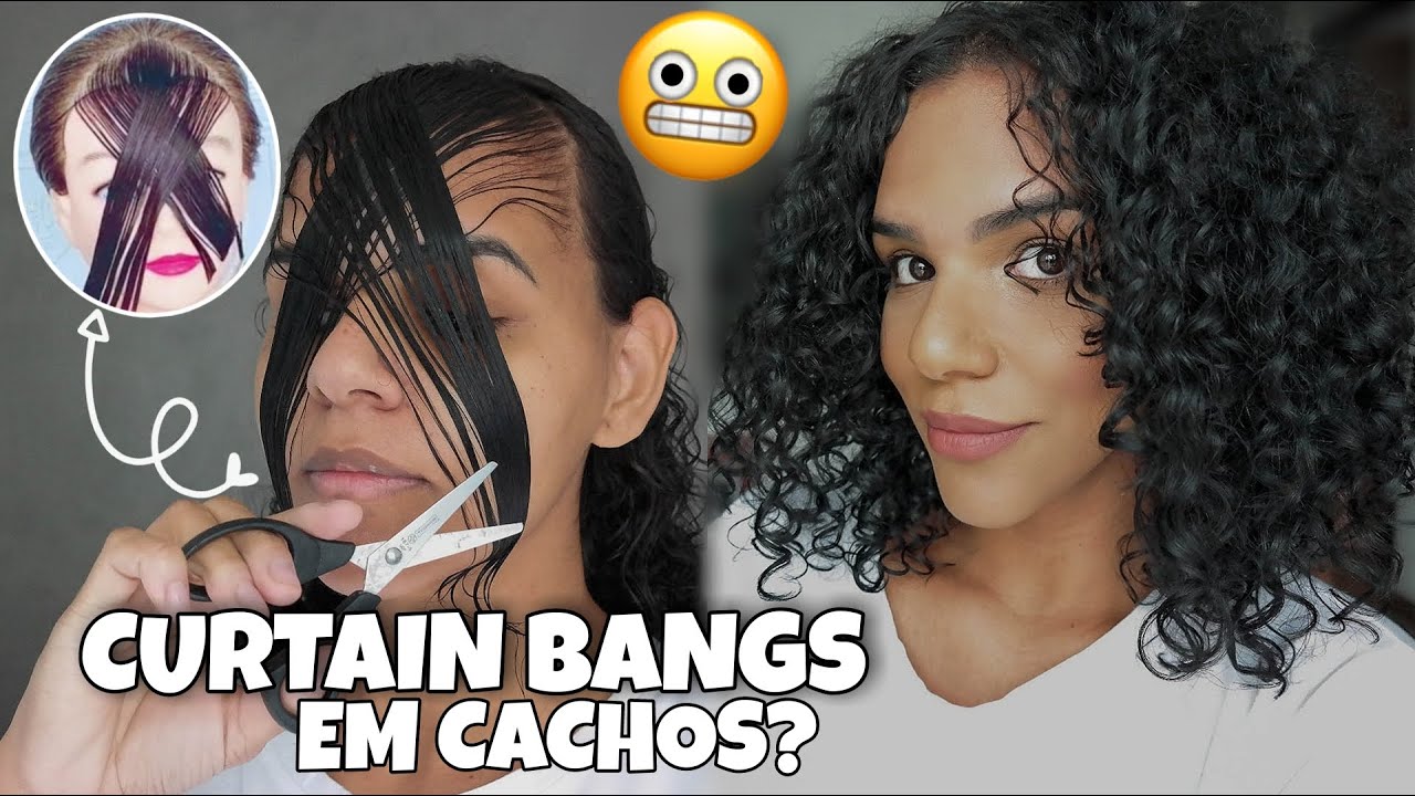 CORTEI MINHA FRANJA CURTAIN BANGS SOZINHA EM CASA - Franja Curtain Bangs em Cabelo Cacheado
