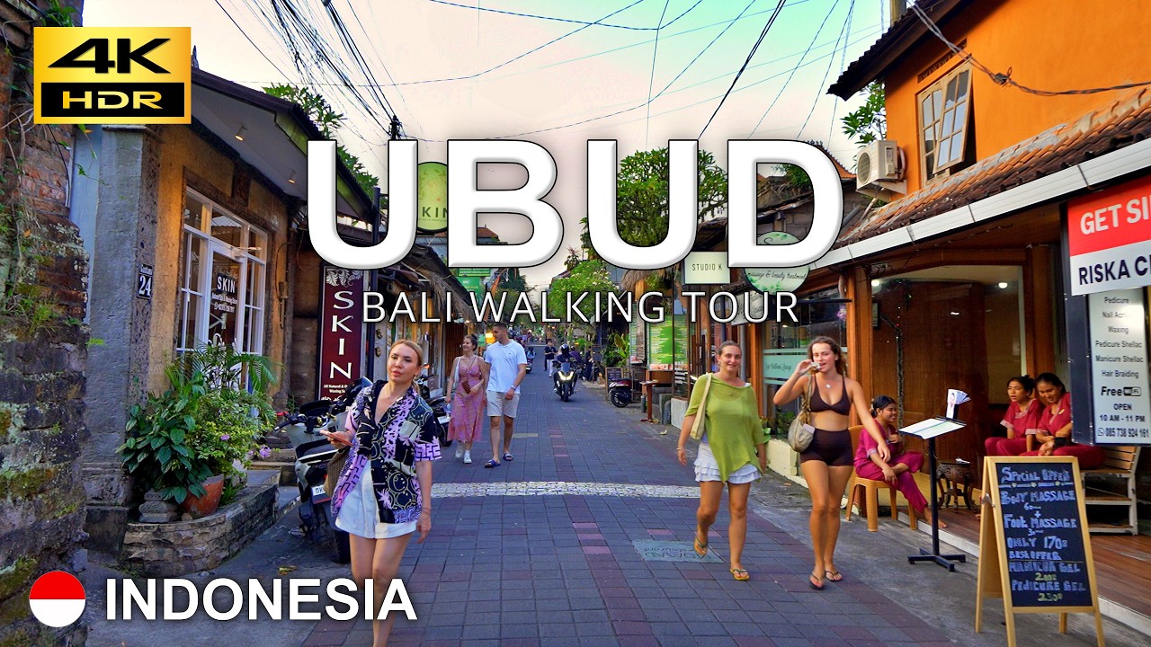 Убуд 🇮🇩 Индонезия &ndash; Вечерняя прогулка 4K | Неспешная прогулка по очаровательным улицам Убуда, Бали