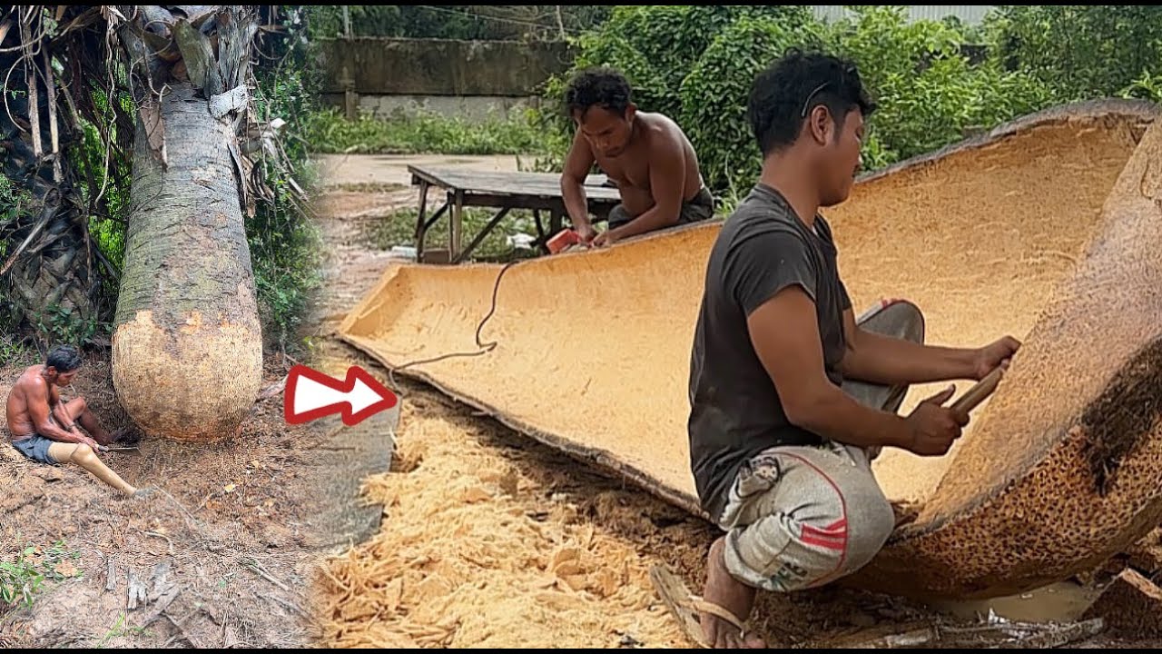 ទូកត្នោតខ្មែរទំហំធំទទឺង1.5មែត្រមានតែមួយដើមគត់ស្រុកខ្មែរចំណាយពេល4ថ្ងៃទើបធ្វើរួច😱🥰