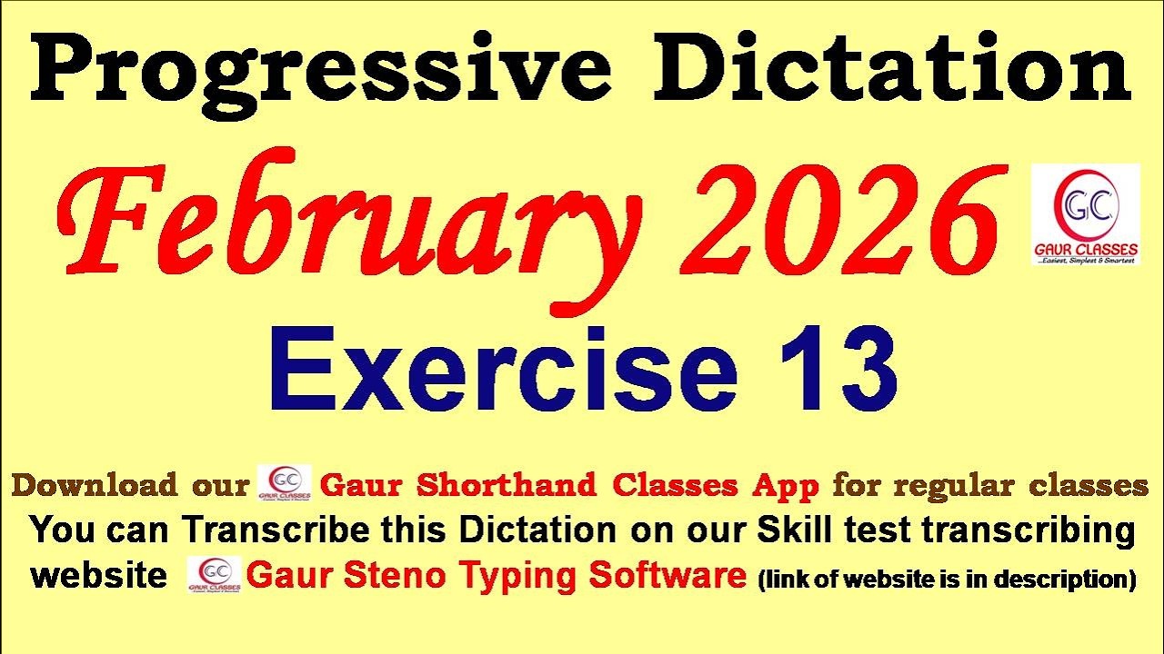 Progressive February 2026 Dictation 80 WPM 100 WPM || Gaur Shorthand Classes | SSC English Shorthand