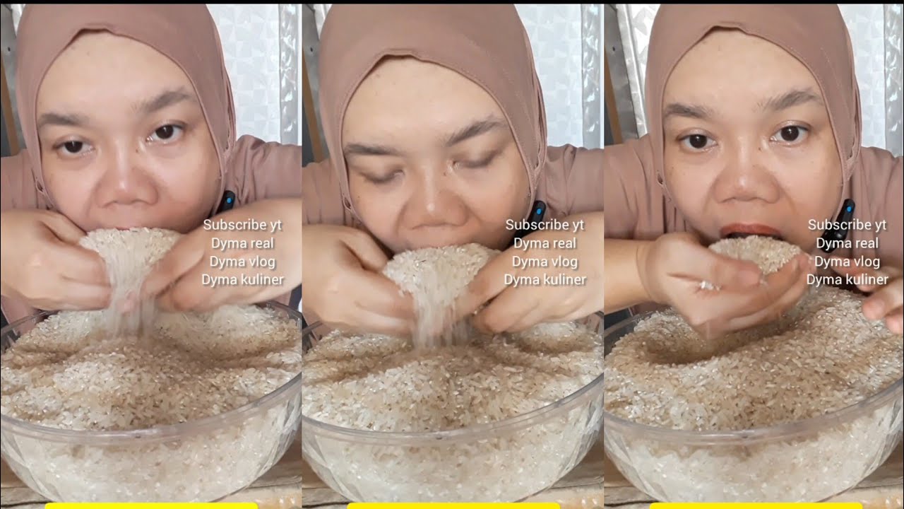 DYMA KULINER 💕ASMR RAW RICE EATING 💕Makan Beras Mentah💕