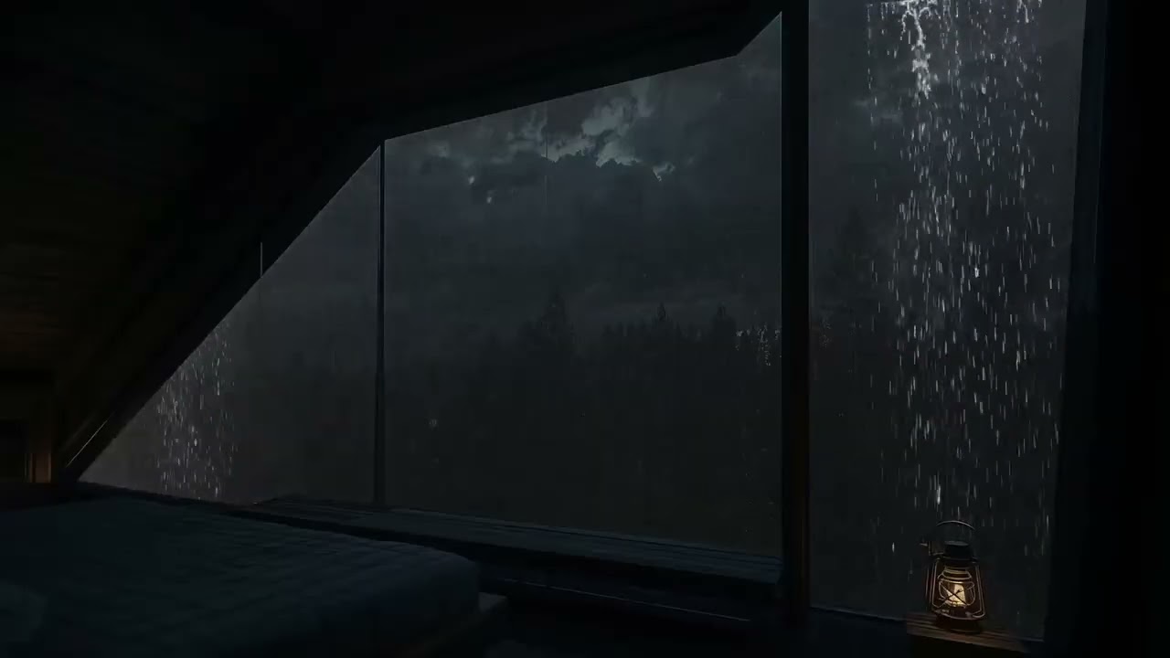Heavy Rain on Window for Deep Sleep | Relaxing Night Ambience
