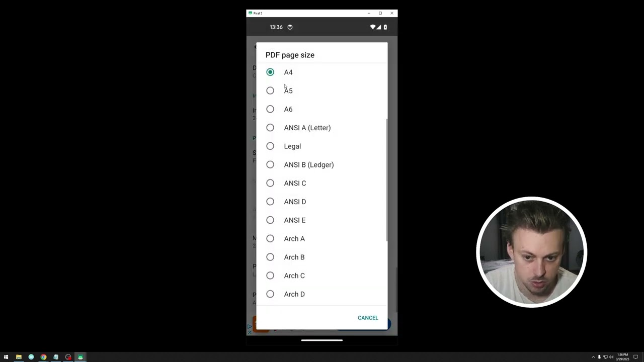 How to change PDF page size in Floor Plan Creator App