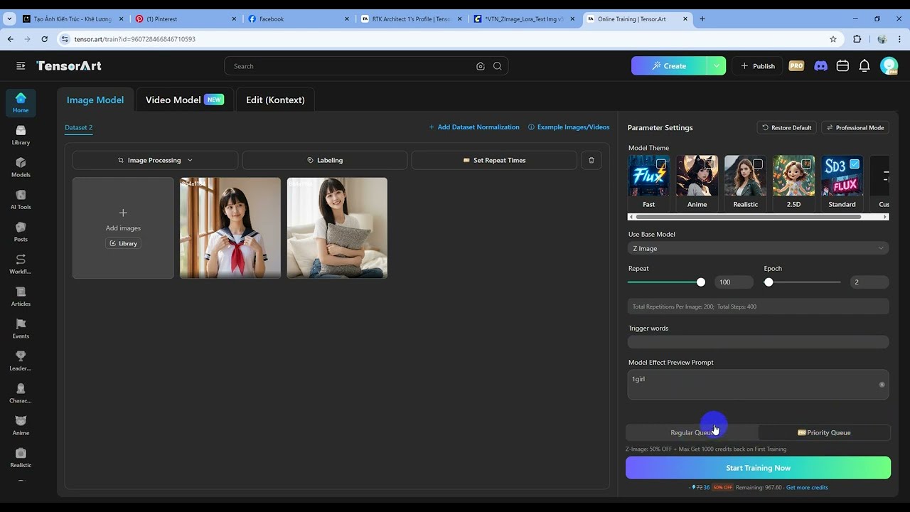Comfy UI - Z Image Base - Training Lora Bằng Web TensorArt Để Làm Chính Xác Gương Mặt
