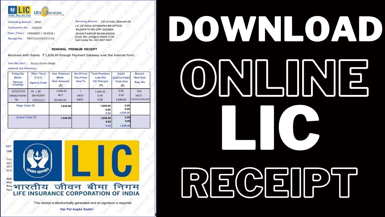 How To Download LIC Premium Receipt Online.lic ka rasid kaise download kare,life insurance. LiC