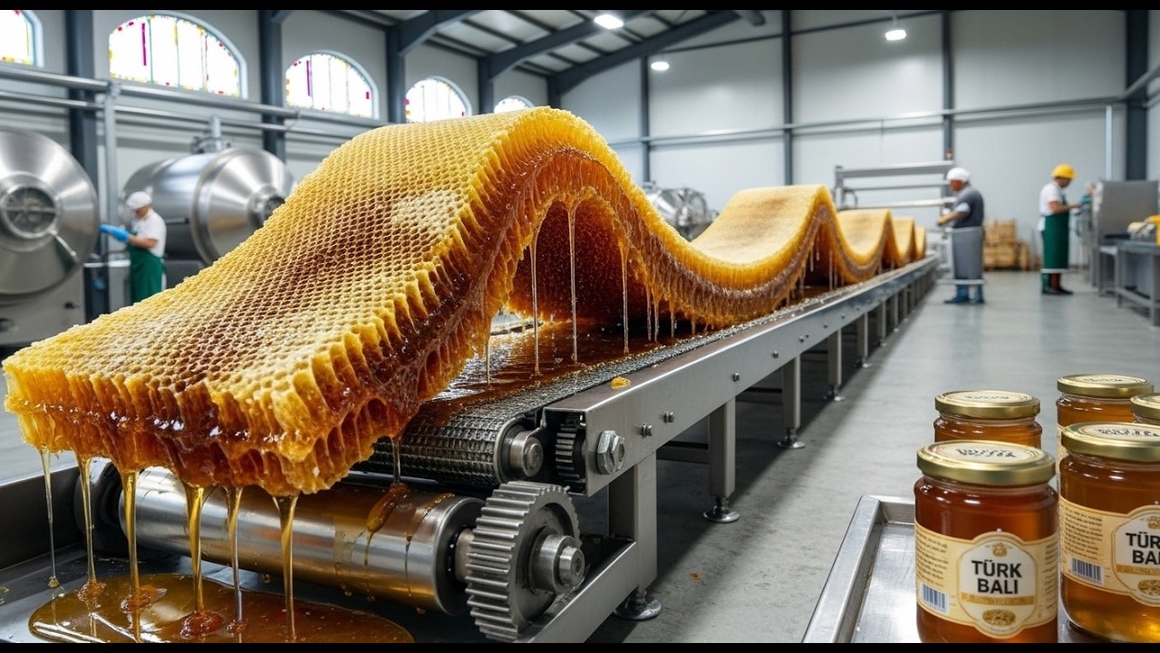 Inside Factory How Turkish Beekeepers Process Honeycomb Ingenious Method (Full Factory Process)