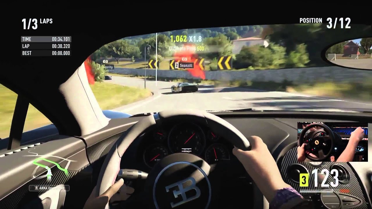Forza Horizon 2 LP Ep39 Bugatti Putting in Lap Times w/Thrustmaster Wheel Cam | SLAPTrain