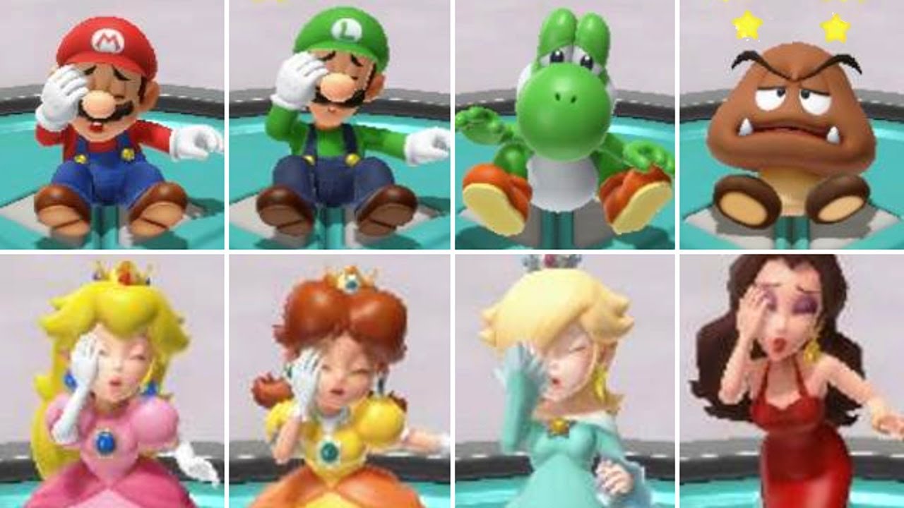 Super Mario Party Jamboree - All Character Squashed Animations