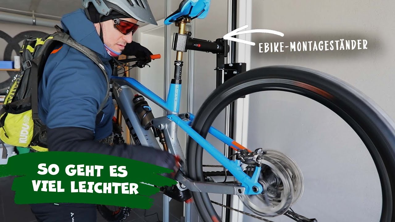 So könnt Ihr schwere E-Bikes 🚲 zuhause reparieren Montageständer für die heimische (Bastler) Garage.