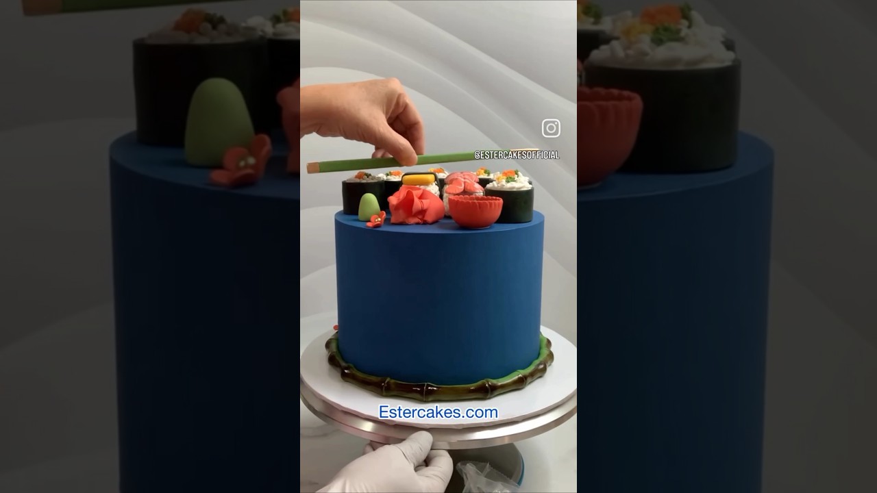 Sushi birthday cake #cake #cakedecorating #howto #bts #sushi #tutorial #buttercream #frosting #bake