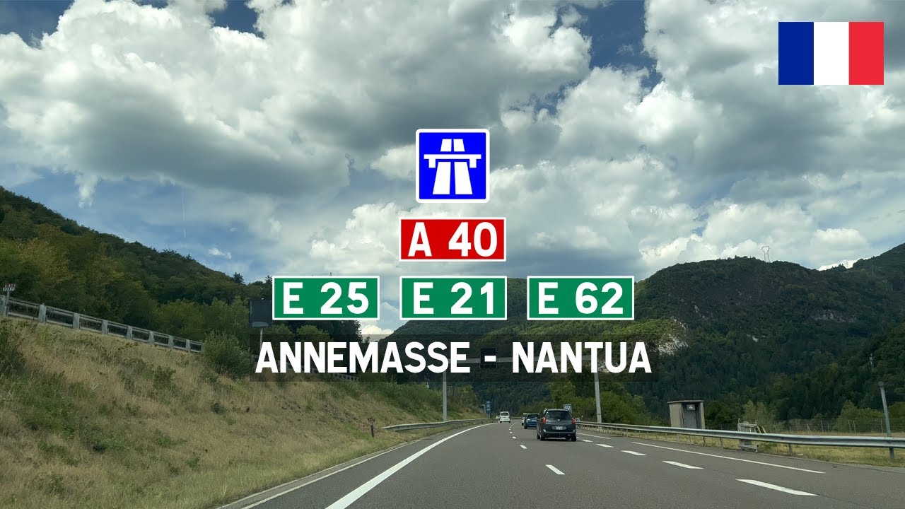Driving in France: Autoroute A40 E21 E62 from Annemasse to Nantua