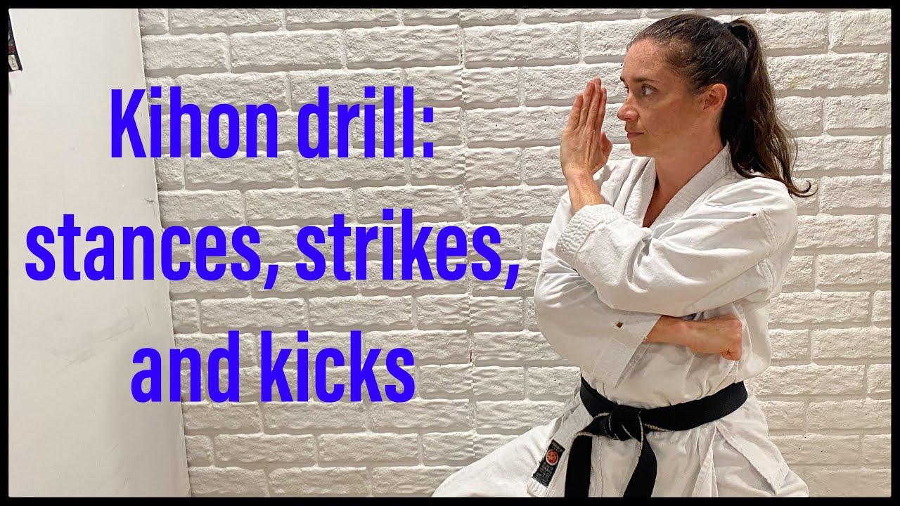 Karate workout: kihon stance, strikes, and kicking drill