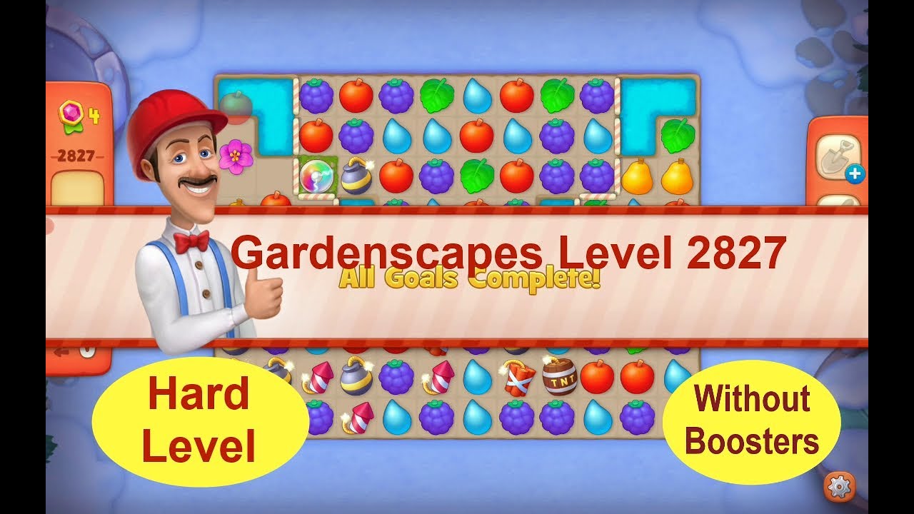 Gardenscapes Level 2827 - [11 moves] [2021] [HD] solution of Level 2827 Gardenscapes [No Boosters]