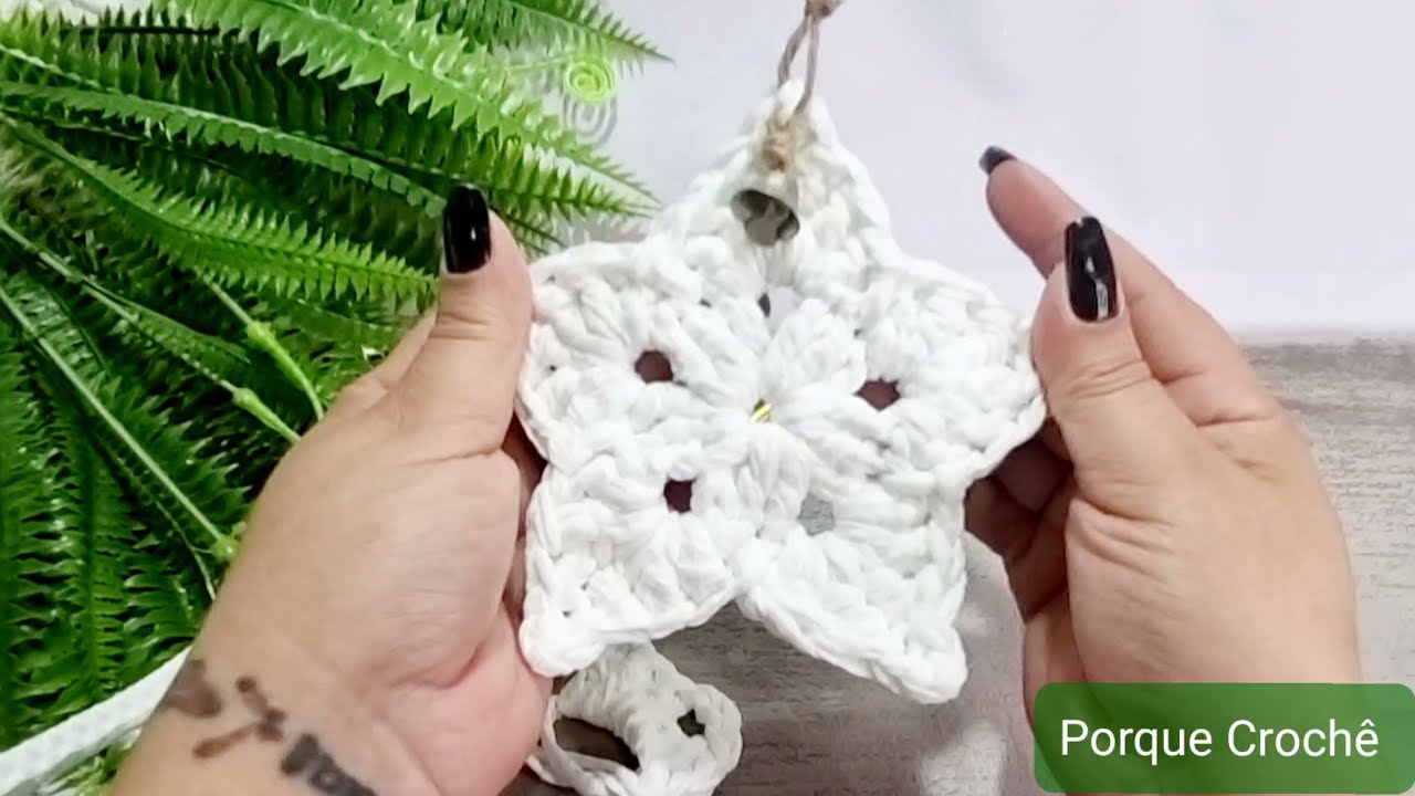 Flor / Estrela de Natal fácil em Crochê  fio de Malha