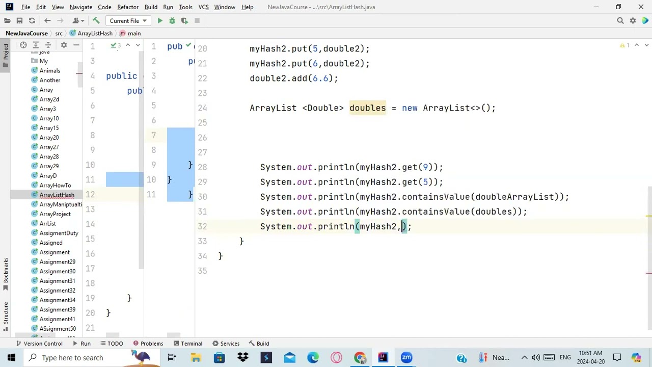 Session 21 -  Storing arraylist in hashmap part 2