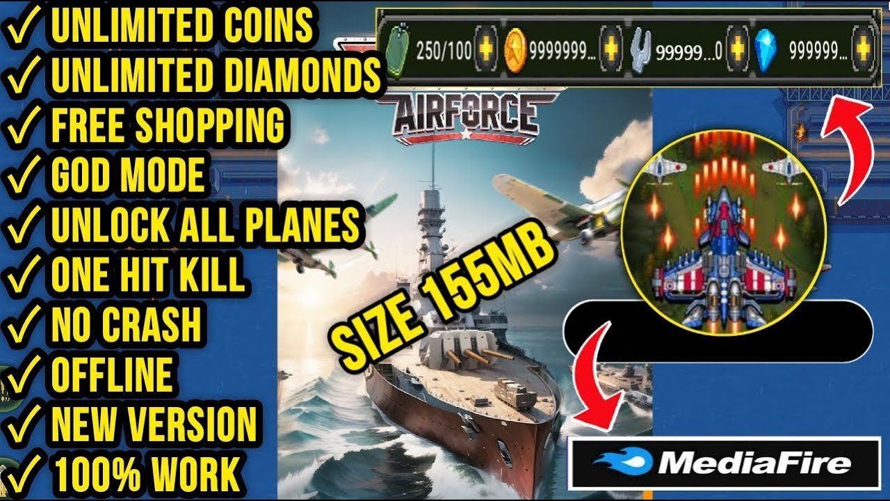 1945 Air Force Mod Menu Apk 2025 - Unlimited Money & Unlock All || God Mode & Free Shopping