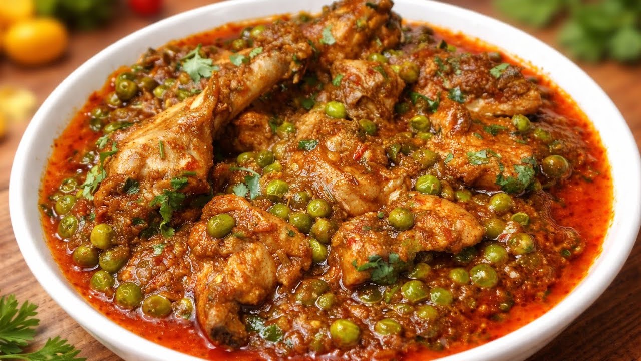 মোটরশুটি দিয়ে মুরগির মাংস রেসিপি ।Green peas Chiken Curry