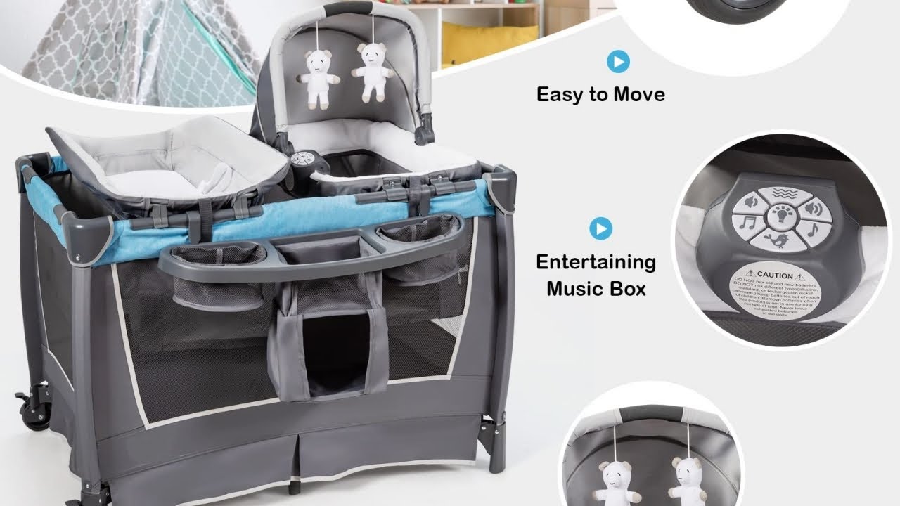 INFANS 4 in 1 Pack and Play, Portable Nursery Center for Baby Kid Infant