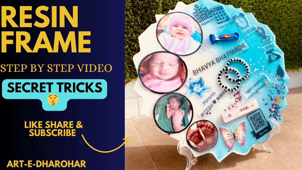 Step by step Resin baby details frame video // #resinart #trending
