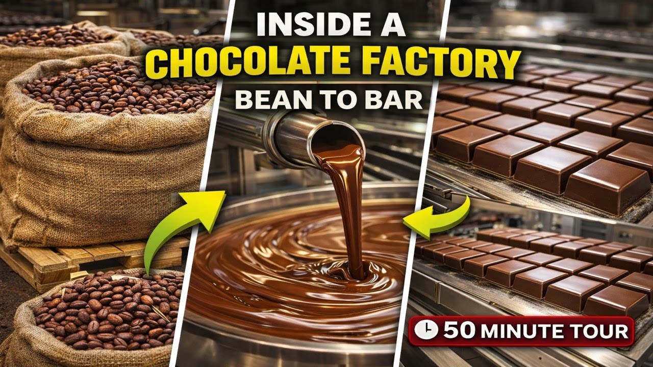 Inside a Chocolate Factory Bean to Bar 🍫  Full 50 Minute Production Line Tour ASMR