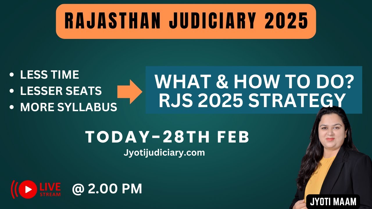 RJS 2025 Strategy | Rajasthan Judiciary vacancy 2025 | Judiciary | Best RJS Coaching in Jaipur