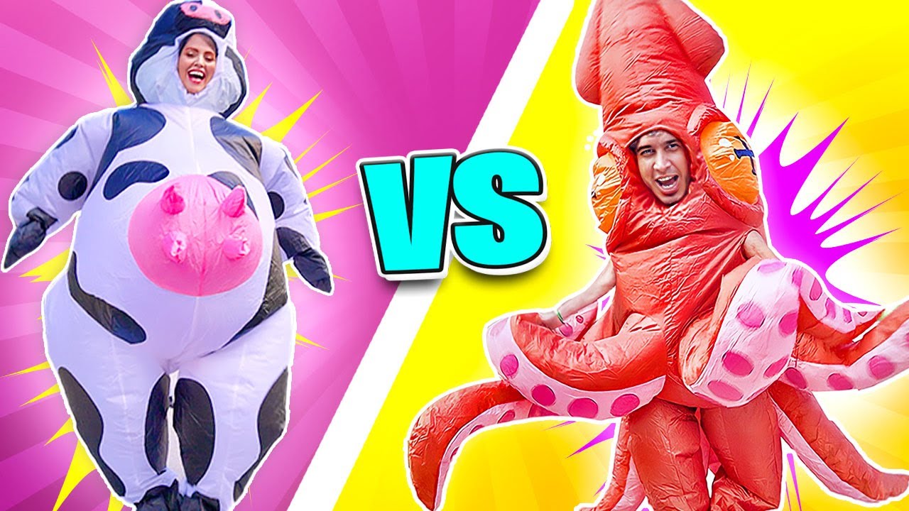 TE RETO A QUE NO TE R&Iacute;AS 😂 VACA VS CALAMAR 🔥 Batalla de Disfraces 🔥 Sandra Cires Art