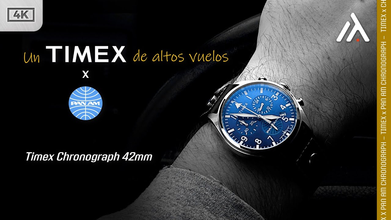 TIMEX lo está petando. Timex X Pan Am Chronograph 42mm. Reloj aviador de cuarzo.
