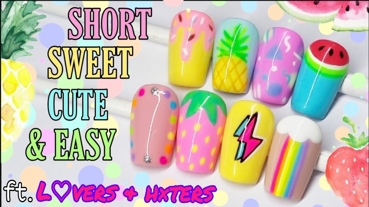 🍭 EASY SHORT NAIL ART DESIGNS | SUMMER | Gel Polish | Cute Fruit Nails | Quick & Bright