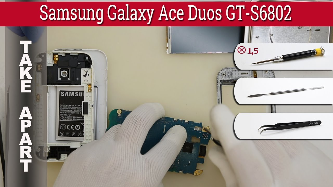 Как разобрать 📱 Samsung Galaxy Ace Duos GT-S6802 Разборка и ремонт