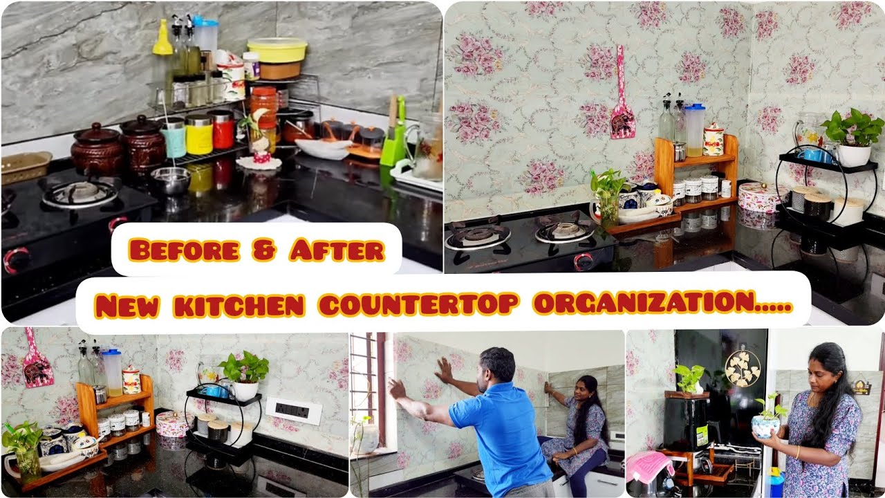 🪷புது சமையலறை 💁‍♀️kitchen countertop organization(before & after)🙋‍♀️Meesho & Amazon finds👌jun 29🗓