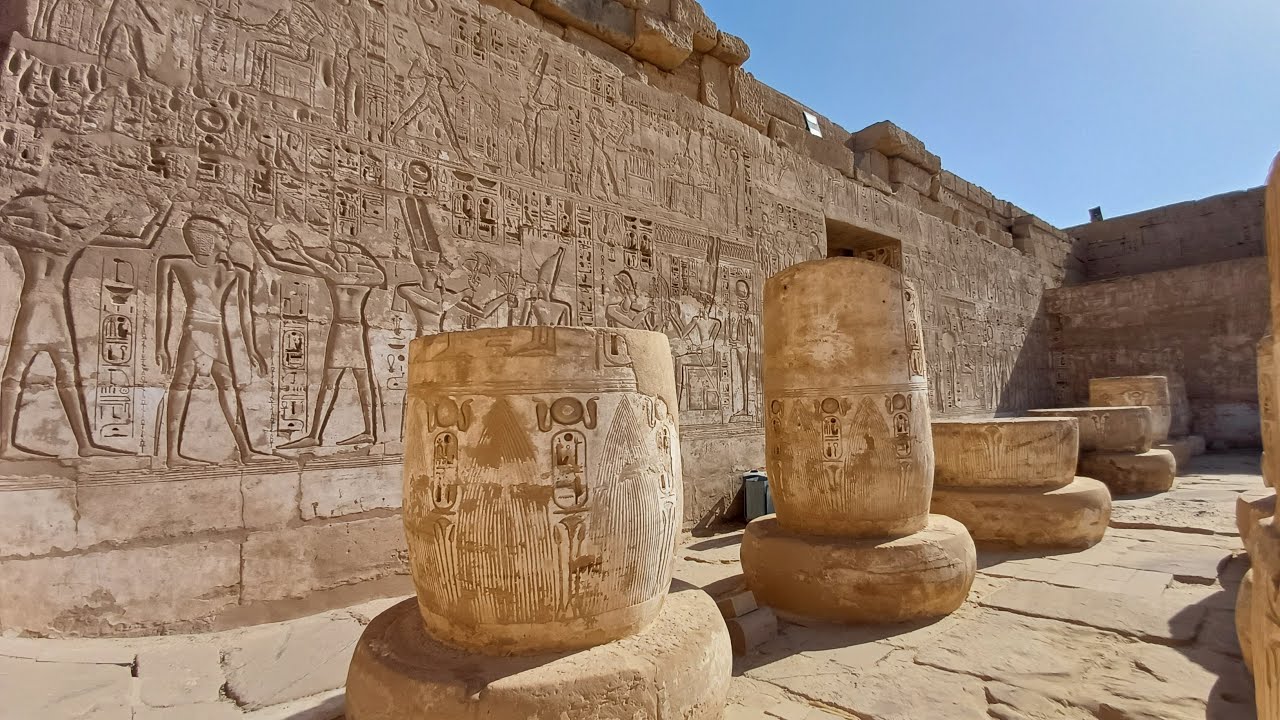 Medinet Habu.first second and third hypostyle room . Chapels .Mortuary Temple of Ramesses III.
