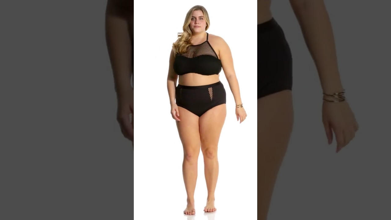 La Blanca Plus Size All Meshed Up High Neck Bikini Top | SwimOutlet.com