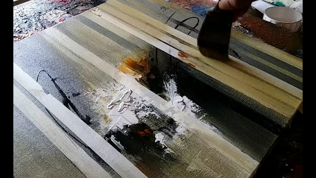 Abstract painting / Using masking tape / palette knife / flat brush / Acrylics / Demonstration