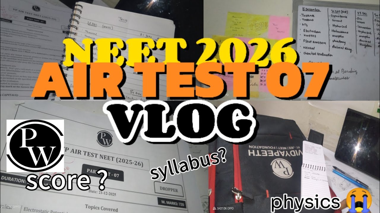 Pw AIR TEST 7 SCORE AND SYLLABUS UPDATE 📒📝#neet #studyroutine #neet2026 