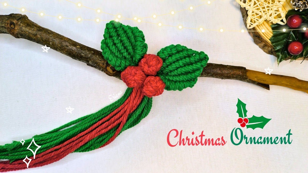 Diy how to make macrame holly berries|| Christmas decorations || Macrame tutorials