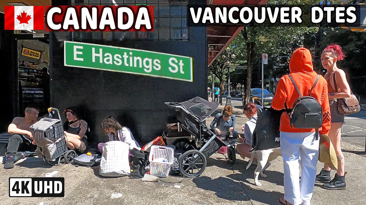 🇨🇦 【4K】 East Hastings St. Downtown Vancouver BC, Canada. 2025.  Street Walk. Go Pro Hero 10.