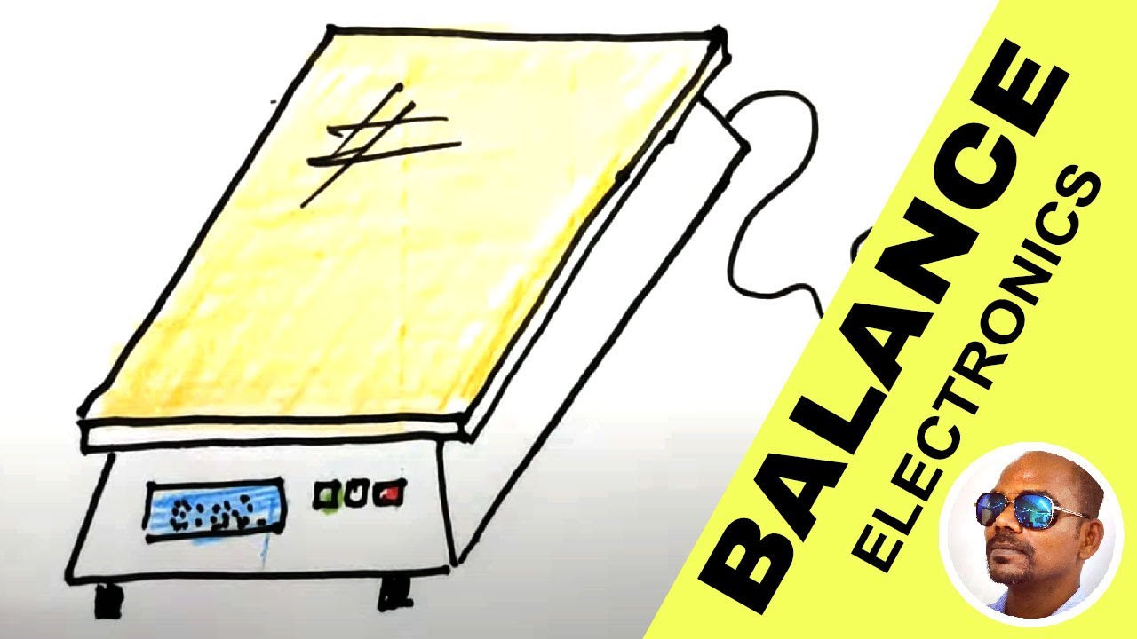 How to draw electronic balance ? ( Electronic equipment - step by step drawing tutorial )