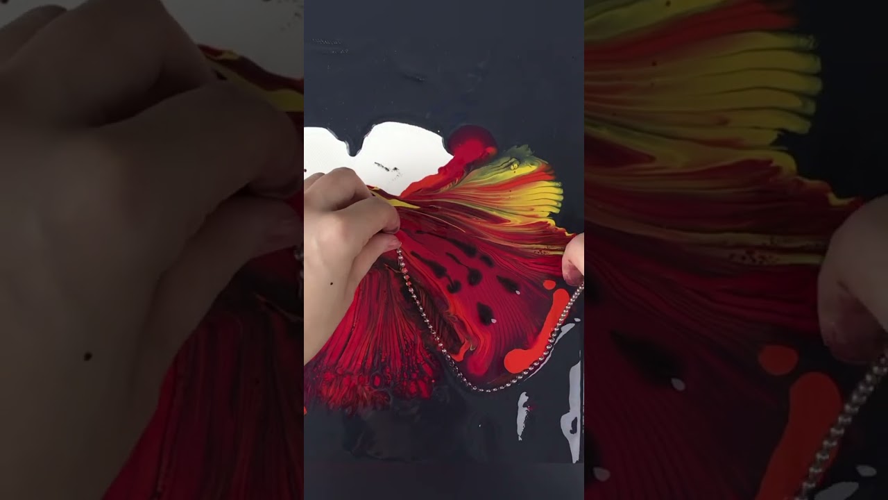 Betta series #art #fluidart #acrylicpainting #painting #artwork #artist #bettafish #red #fyp #chain