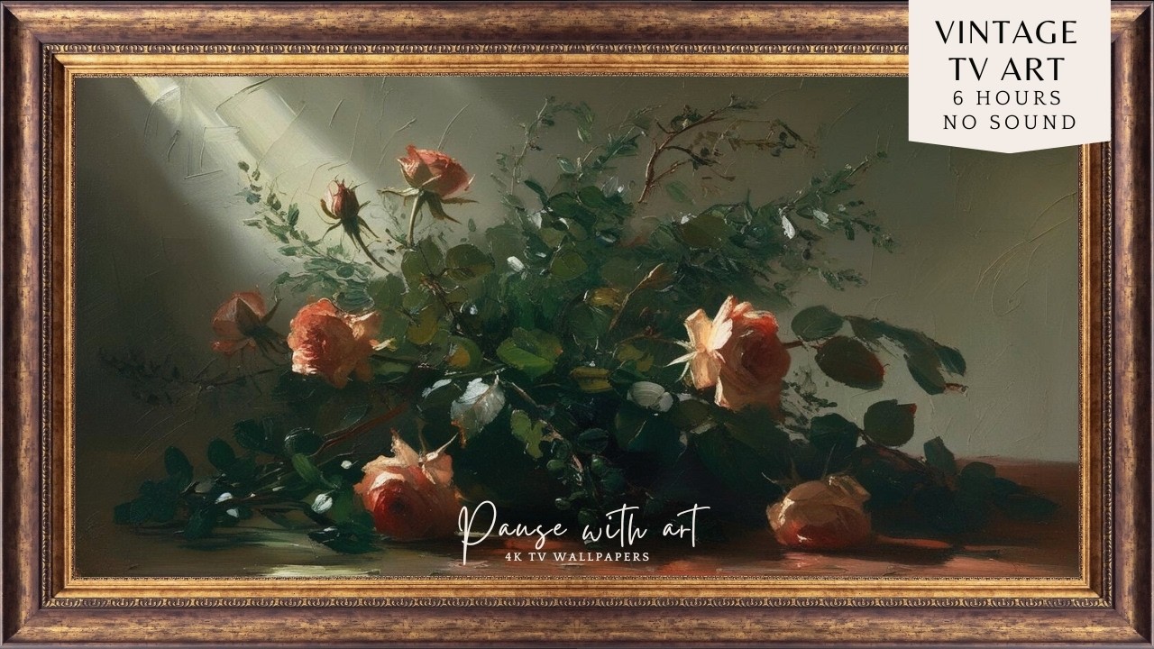 Elegant Spring Rose Bouquet | Vintage Oil Painting Frame TV Art Background | Seasonal Frame TV Art