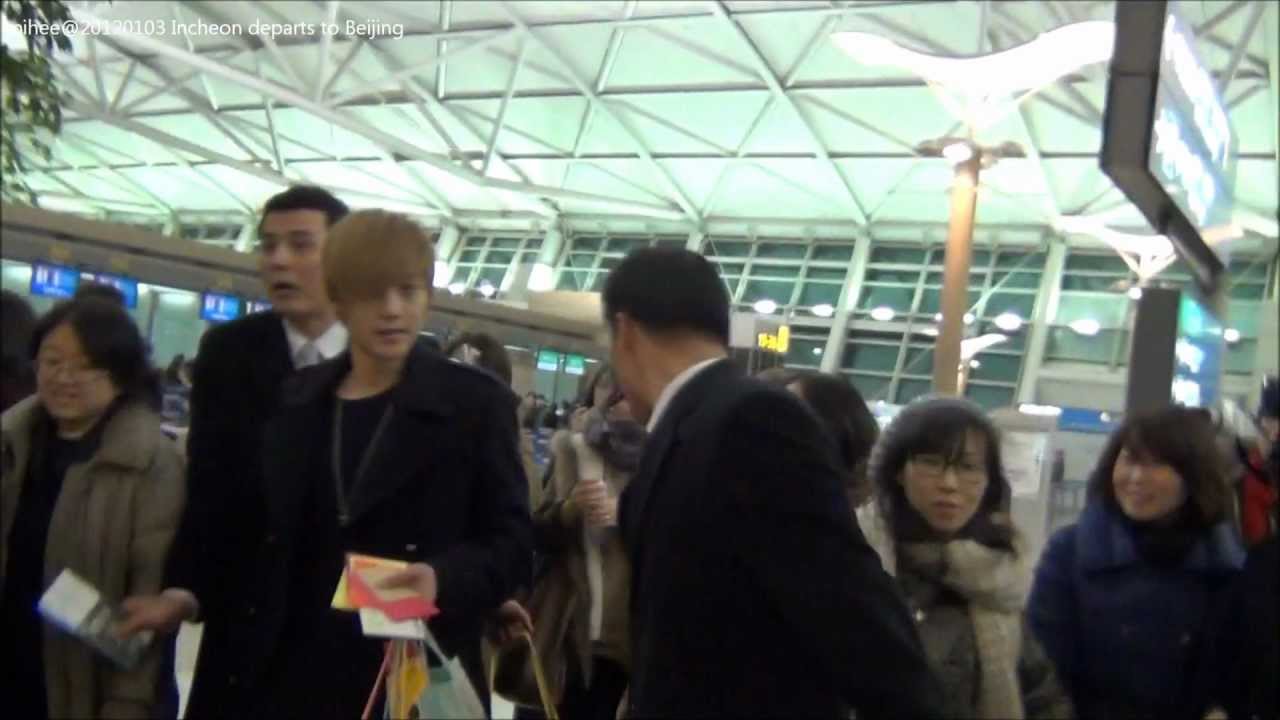 Kim Hyun Joong 2012-01-03 Incheon airport departs to Beijing.wmv