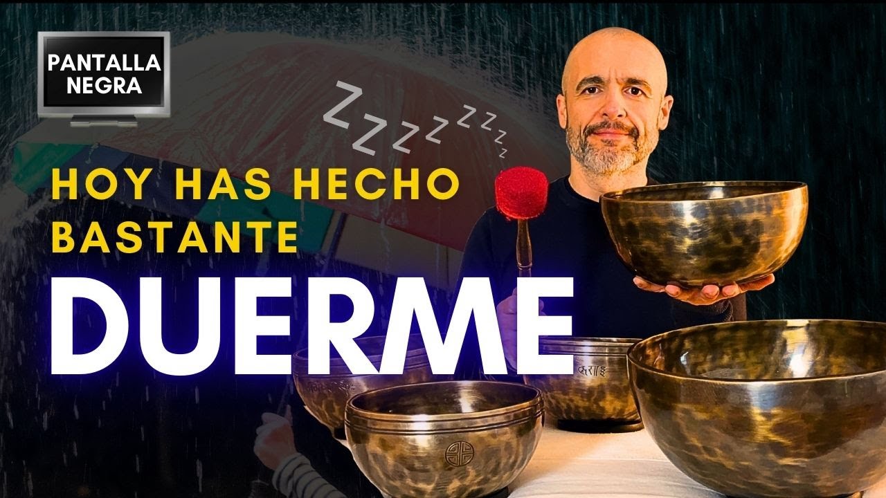 Vence el INSOMNIO y DUERME profundo | CUENCOS TIBETANOS y lluvia | Pantalla negra sin interrupciones